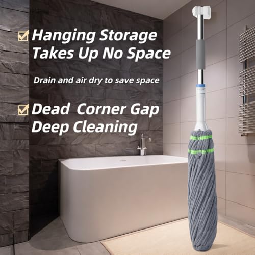 Image of Microfiber Twist Mop with Squeeze Mechanism and Bucket Compatibility for Floor Cleaning