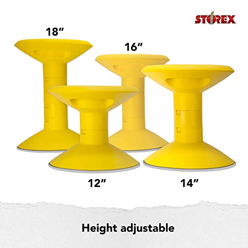 Image of Storex Wiggle Stool - Active Flexible Seating for Classroom and Home Study, Adjustable 12-18 Inch Height, Yellow (00303U01C)