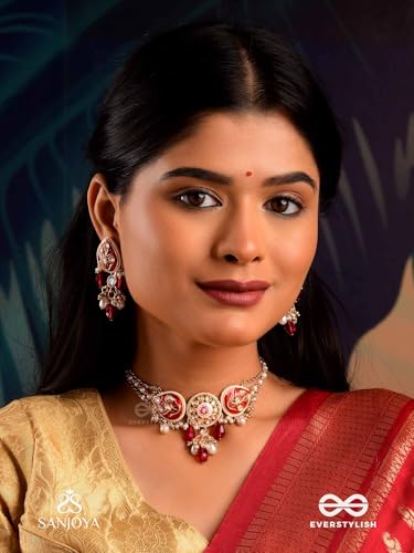 Image of SANJOYA BY EVERSTYLISH Nilachandrika Moonlight Of The Blue Sky Handmade Kundan Set With Necklace And Earrings Lightweight Jewelry For Women | Party, Festive, Wedding & Gifting
