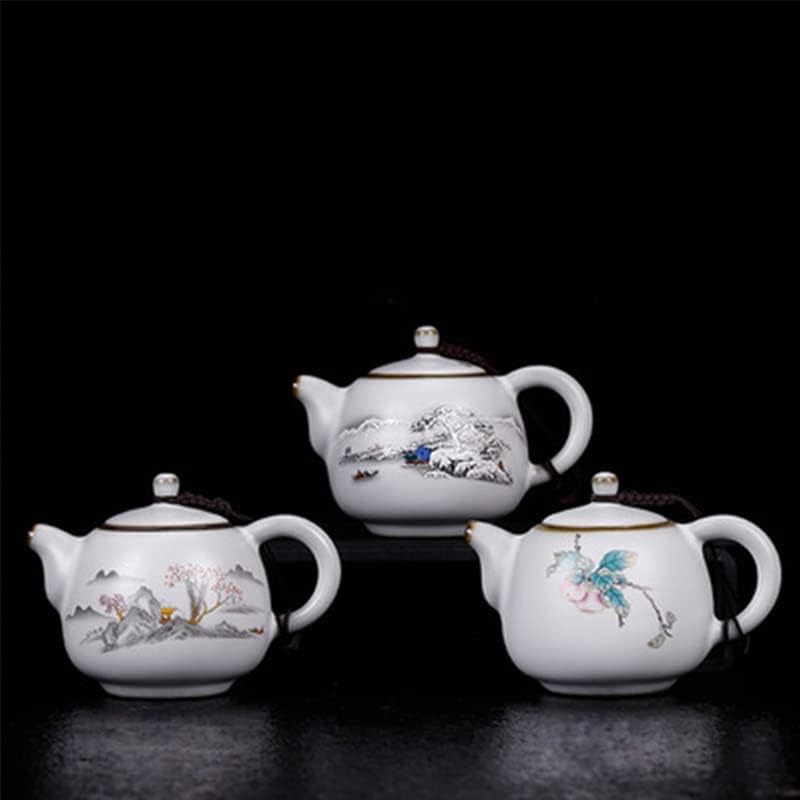 Teapots, ceramic teapots, Moon White Teapot Ceramic Ru Porcelain Open Teapot Retro Chinese Small Single Pot Kung Fu Tea Set (Color : D)
