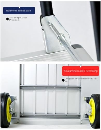 Carretilla plegable de aleación de aluminio con ruedas y plataforma miniatura 4