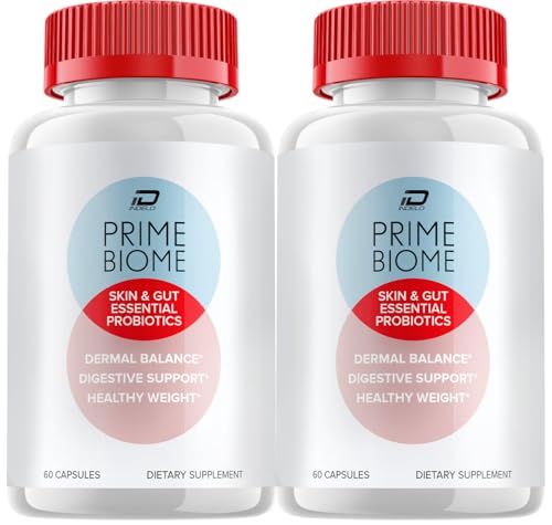 Prime Biome Capsules – PrimeBiome Gut and Skin Health Support Supplement, PrimeBio Advanced Formula Daily Essential Formula for Maximum Health and Wellness (2 Pack – 120 Capsules)