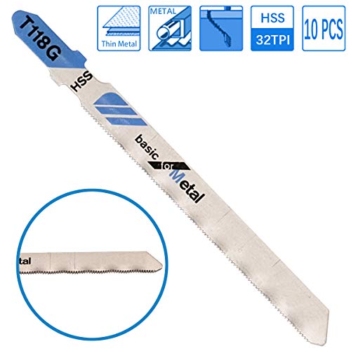 TAROSE 10-Piece T118G 3 Inch 32 TPI Assorted T-Shank Jig Saw Blades Set