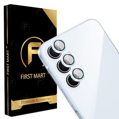 Image of FIRST MART Blue Camera Ring Guard Protector for Samsung Galaxy A35 and Samsung A55 | Tempered Glass with Metal Alloy Rings, HD Clear, Scratch Resistant, Case-Friendly | Pack of 1