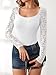 ANRABESS Womens Long Sleeve Shirts Scoop Neck Lace Going Out Tops Slim Fit Rib Knit Casual Blouses 2025 Fall Fashion Outfits White Large