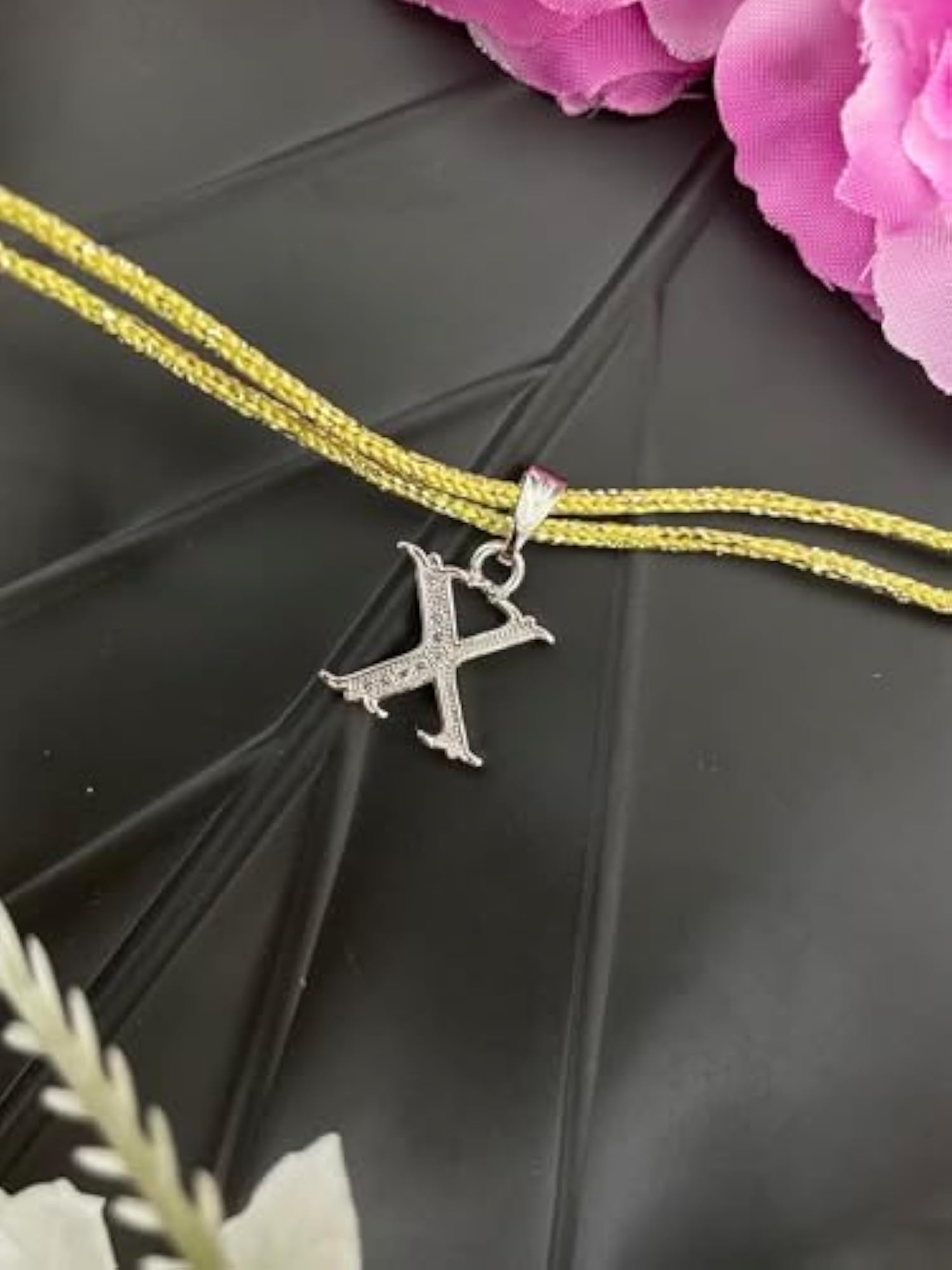 X Roman Letter Silver Plated Initial Rakhi Bracelet