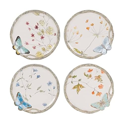 Fitz & Floyd Butterfly Fields Salad Plate, Set of 4, 8.5 Inch, Blue Fitz & Floyd Butterfly Fields Salad Plate, Set of 4, 8.5 Inch, Blue