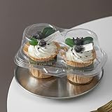 Qixivcom 50 Pack Clear Egg Tart Pan Dessert Packaging Box Two Compartment Cake Plastic Container Cak