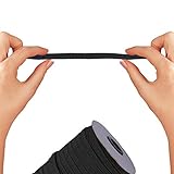 Trimming Shop 6mm Flat Elastic Band - 1/4 Inch Wide Black Braided Stretch Strap String Rope for DIY Sewing Crafting, Dressmaking, Haberdashery and Clothing, Black, 1 Metre - Image 4