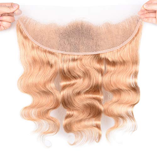Aigemei Ear To Ear 13x4 Lace Frontal Honey Blonde Body Wave Human Hair (#27,10Inch)