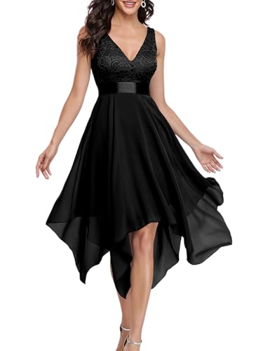 Image of Ever-Pretty Women's Spring V Neck Lace Chiffon A Line Prom Dresses Semi Formal Cocktail Wedding Guest Dress 0207