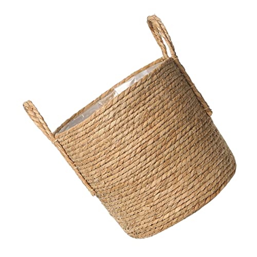 DOITOOL Straw Flower Pot 16Cm Woven Rattan Plant Pot Indoor Wicker Planter Handcrafted Seagrass Basket for Home Decor and Plant Storage