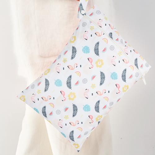 Image of HappyFlute 9 Sets Newborn Baby Cloth Pocket Diapers Adjustable Reusable for Baby Boys and Girls(6-33 pounds,0-3 Years),One Wet Bag+4Diapers and 4Inserts (AD08)