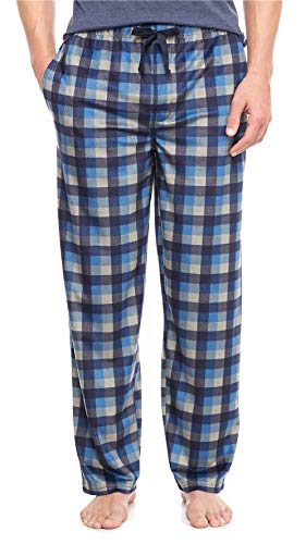 IZOD Mens Advantage Sleepwear Silky Fleece Pajama Pants (Blue Plaid, M)