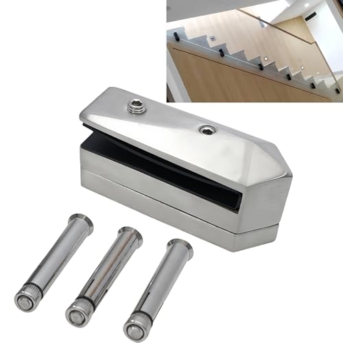 KMERCE Abrazadera de Vidrio de Piscina acero inoxidable, Poste Cristal poste para barandilla escaleras, Poste de Balaustrada Vidrio, Barandilla de Balcón Valla-Para de Vidrio 8-16 mm-Plateado