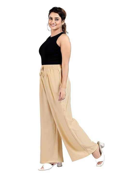 Image of Ultra Soft Premium Rayon Cotton Palazzo for Women and Girls, Regular Size, 15 Colours, Available in L, XL, 2XL, 3XL