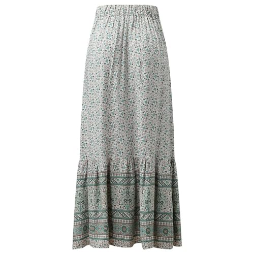 Generic Linen Maxi Skirt, Women's Summer Bohemian Long Skirt, Cotton Elastic Waist Band Maxi Skirt, Button Front Slit2