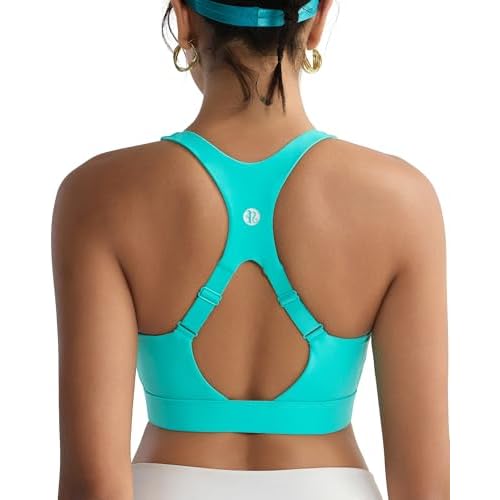RUNNING GIRL High Impact Sports Bras for Women, Adjustable Straps Sports Bra High Support Molded Cup Racerback Workout Bra A-bright Green X-Large