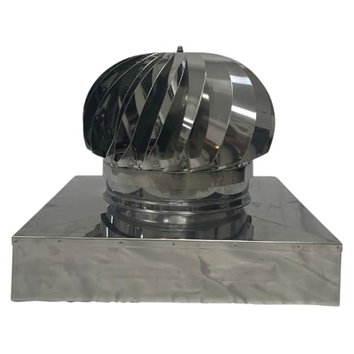 Chimeneas pivotantes, sombrero eolico giratorio para chimeneas de acero inoxidable, base cuadrada 42x42 cm