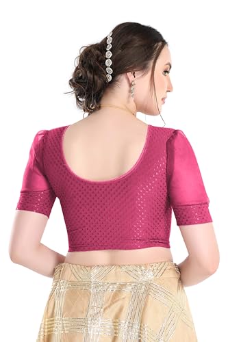 Image of FINESTFIT Stay On Trend Fashion 100% Cotton Readymade Blouses for Women,Round Neckline with Organza Balloon Sleeves.