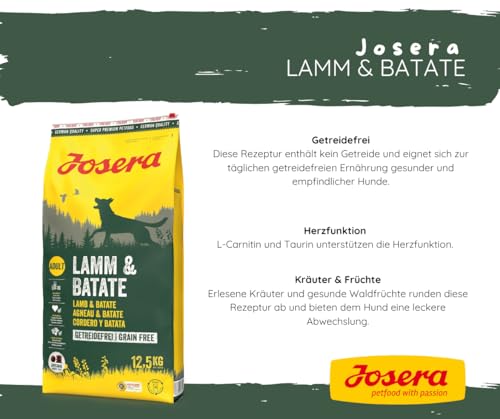 Josera - Hundefutter - Josera Exclusive Lamm & Batate - Trockenfutter 12,5 KG + Goodie Frisbee - Getreidefreies Hundefutter für Gourmets