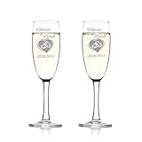 Dos copas de champán clásicas atemporales que dejan un recuerdo permanente a la pareja de novios y adornan cualquier mesa de novia