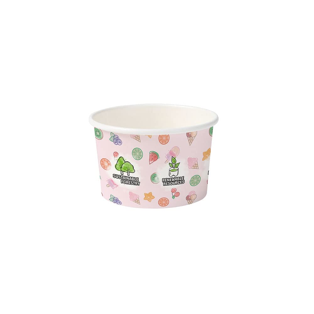 BIOZOYG Coppette da gelato di carta 1000 pezzi I coppetta in cartone Kraft rosa I coppette to go compostabili al naturale I coppette di carta biodegradabile 75 ml