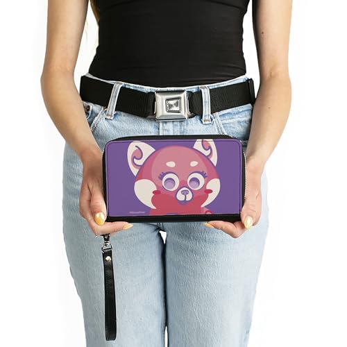 Buckle-Down Disney Wallet, Zip Around, Turning Red Red Panda Mei Face Close Up Purple Pinks, Vegan Leather3