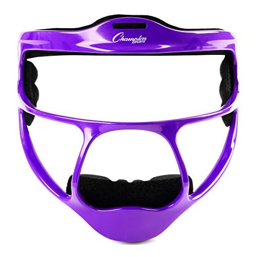 Champion Sports Magnesium Softball Face Mask - Lightweight Fielders Masks for Youth - Durable Head Guards - Premium Sports Accessories for Indoors and Outdoors - Purple