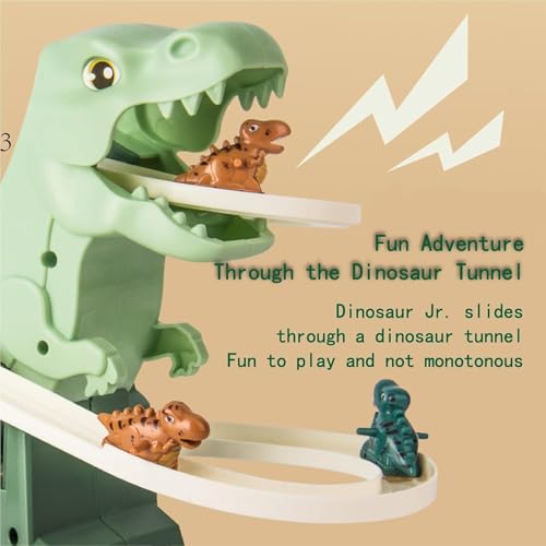 Image of Dinosaur Chasing Race Track, Dinosaur Climbing Slide Music Toy with Music and Light, Electric Dinosaur Climbing Slide Music Toy Chasing Race, Electric Race Track Game Fun Track Slide
