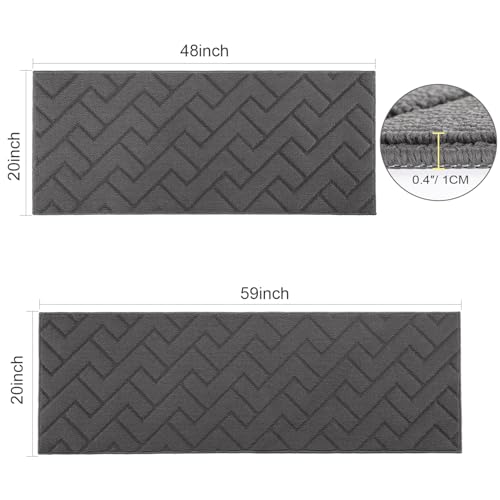 Image of hicorfe Kitchen Runner Rug,20 inchx59 inch+20 inchx48 inch Kitchen Set,Non-Slip Kitchen Mat