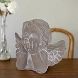 Urban Trends Cement Cherub Figurine with Hand-Resting Pose, Concrete Finish Décor Statue – Gray 8.75'
