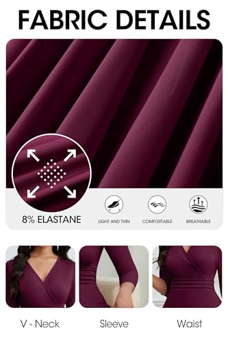 Image of CLOCOR Maxi Dress for Women Long Summer Short Sleeve Evening Formal V Neck A Line Dresses Wedding Guest Empire Waist Elegant