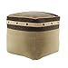 LR Home Rustic Farmhouse Striped Border Pouf, Multi, 20