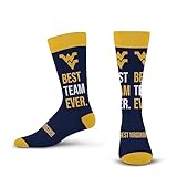 For Bare Feet NCAA WEST VIRGINIA MOUNTAINEERS Best Team Ever Crew Sock Team Color OSFM