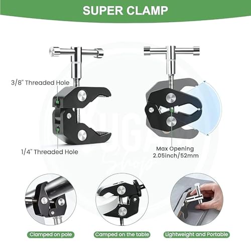 Image of PHOTOMAX Magic Articulating Adjustable Arm with 1 /4 inch Tripod Screw Super Clamp for DSLR Camera, LCD Monitor, LED Lights, Flash Light, Microphone (7 inch Articulating Arm with Crab Holder)