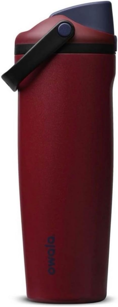 Owala FreeSip Sway Stainless Steel Insulated Tumbler with Straw, Burgundy Bay, 30 oz