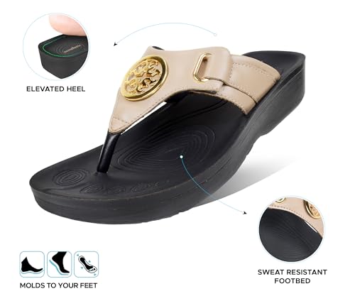 Image of AEROTHOTIC Arch Support Flip Flops for Women Comfortable Stylish Straps with Non Slip Footbed Fashion Dressy Sandals Outdoor Travel Vacation Essentials