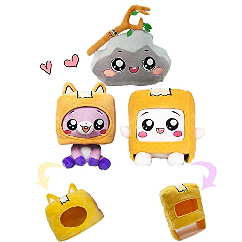 3 Pcs 7.8 inch Lanky Plush Foxy and Boxy and Rocky and Sticky Toys Set, Baby Foxy and Boxy and Rocky Plush Doll Soft Stuffed Pillow Gifts for Fans(Style A -Boxy+Foxy+Rocky + Sticky)