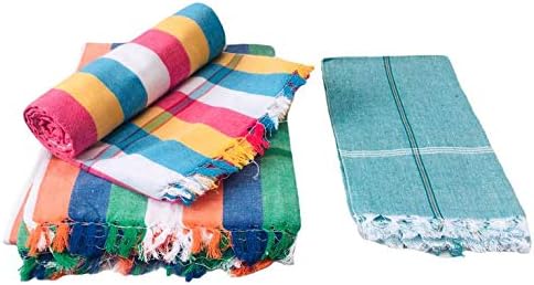 smart buy Handloom Towels XXXL (100% Pure Cotton Towels) (35/68 ) Inches (or) 3/6 Feet (or)(Pack of 2)(Mult Color)