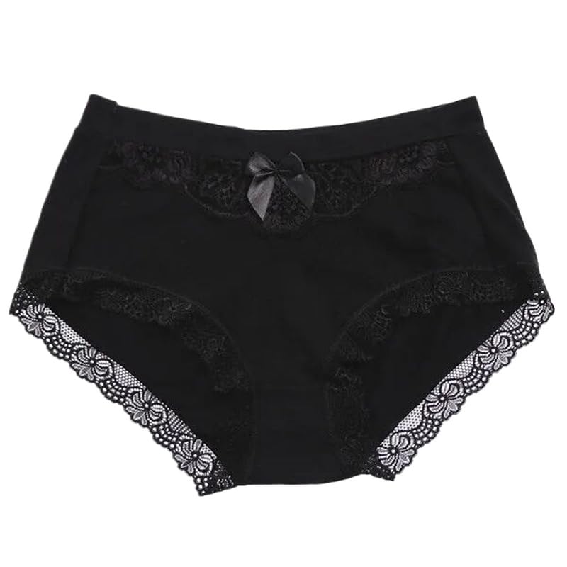 OLEETS Bragas Tanga De Mujer - 5 Unids/Set De Bragas De Algodón para Mujer, Ropa Interior De Encaje De Cintura Media De Talla Grande, Tangas Suaves Y Sexis De Moda
