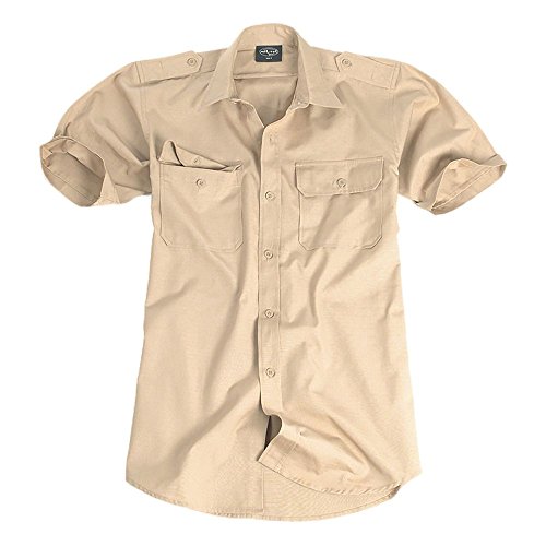 Camicia a maniche corte in cotone, colore: cachi