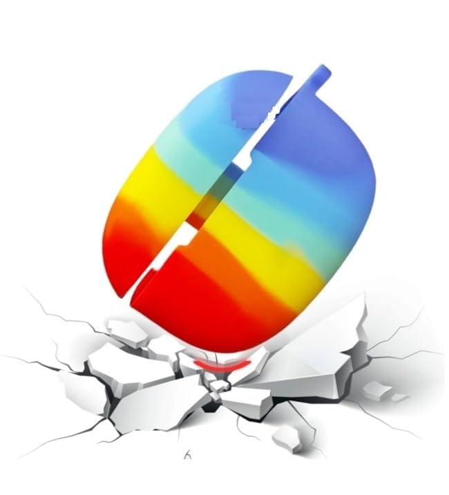 Image of ColorCase Rainbow Design Front & Back Silicon Protective Case Cover for Realme Buds T300 TWS - (Multicolor)
