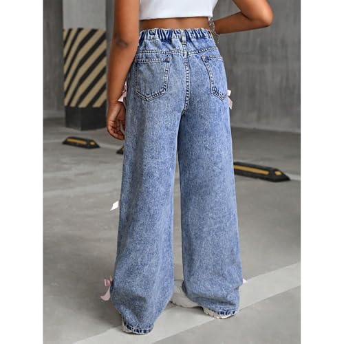 Clothes for Girls 10-12 - Bow Jeans Wide Leg Baggy Denim Pants with Cute Bow4