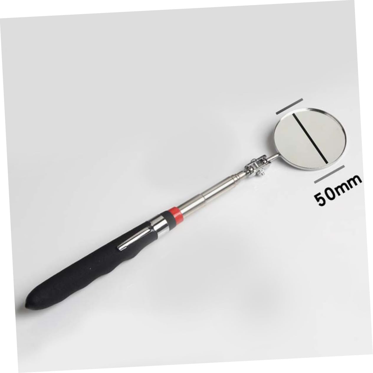 Healeved Specchietto di Ispezione Telescopico Asta Regolabile, 5 Pezzi, Specchio Rotondo da 50mm, Impugnatura Antiscivolo, per Officina e Cantieri Navali