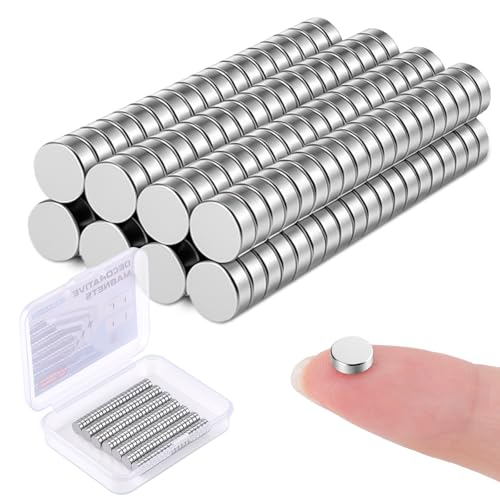 150 Stück Mini Magnete Stark 6x2mm Neodym Magnete Set mit Aufbewahrungsbox Kleine Magneten für Kühlschrank Whiteboard Pinnwand Büro Basteln und Fotowand