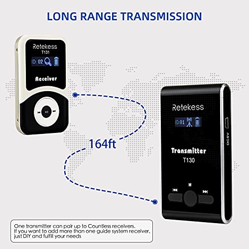 Retekess T130 Wireless Tour Guide System, Church Translation System, 64 Slot Charge Case, 4 Transmitter, 60 Receiver, For Church, Training, Translator #TOP4