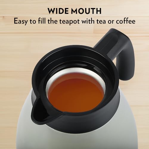 Image of Borosil Stainless Steel Teapot with Handle | Double Wall Vacuum Insulated Thermosteel Carafe | BPA Free Jug for Tea /Coffee & Juice | 18 Hours Hot & 24 Hours Cold | 1 Year Warranty (Grey, 1.5L)