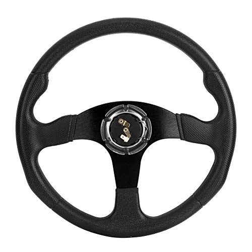 Volant de Sport de Voiture,Volant Plat De 350 Mm De Course De 350 Mm14In Bol Profond 6 Boulons Accessoire Modifié Universelnoir (Noir)