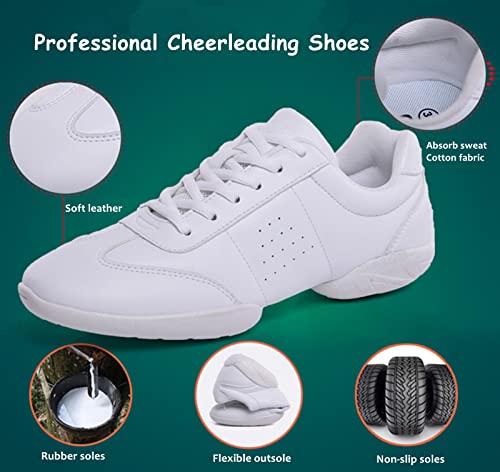 image for DADAWEN Adult & Youth White Cheerleading Shoes Sport Training Tennis S